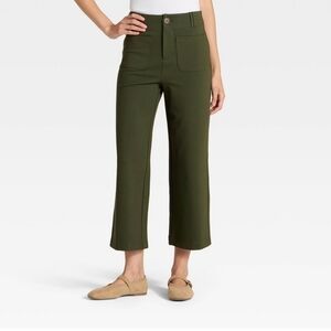 A New Day Women's High Rise Cropped Olive Green Pants
